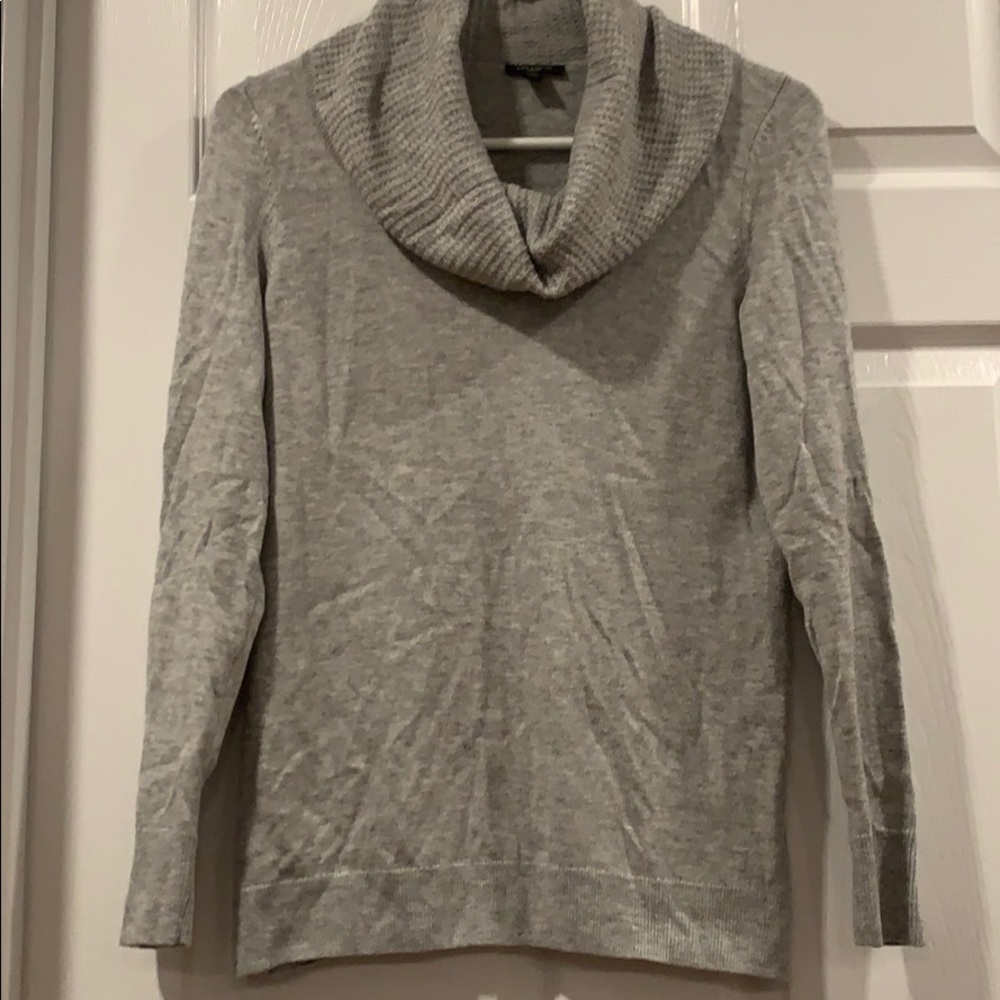 Ann Taylor Light Gray Cowl Neck Sweater